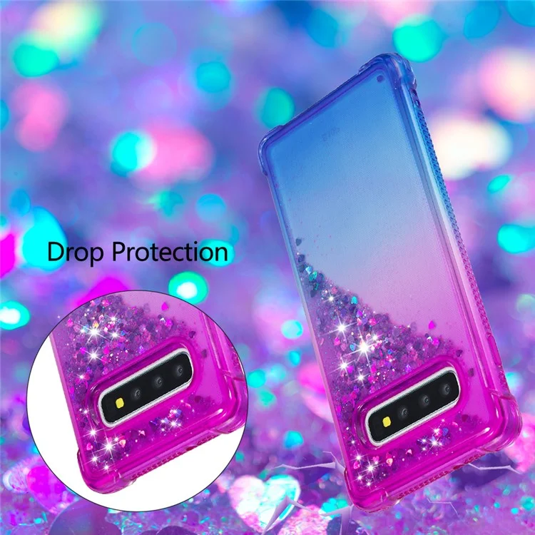 Capa de Telefone Anti-queda Quicksand TPU para Samsung S10 Plus - Roxo / Azul Escuro