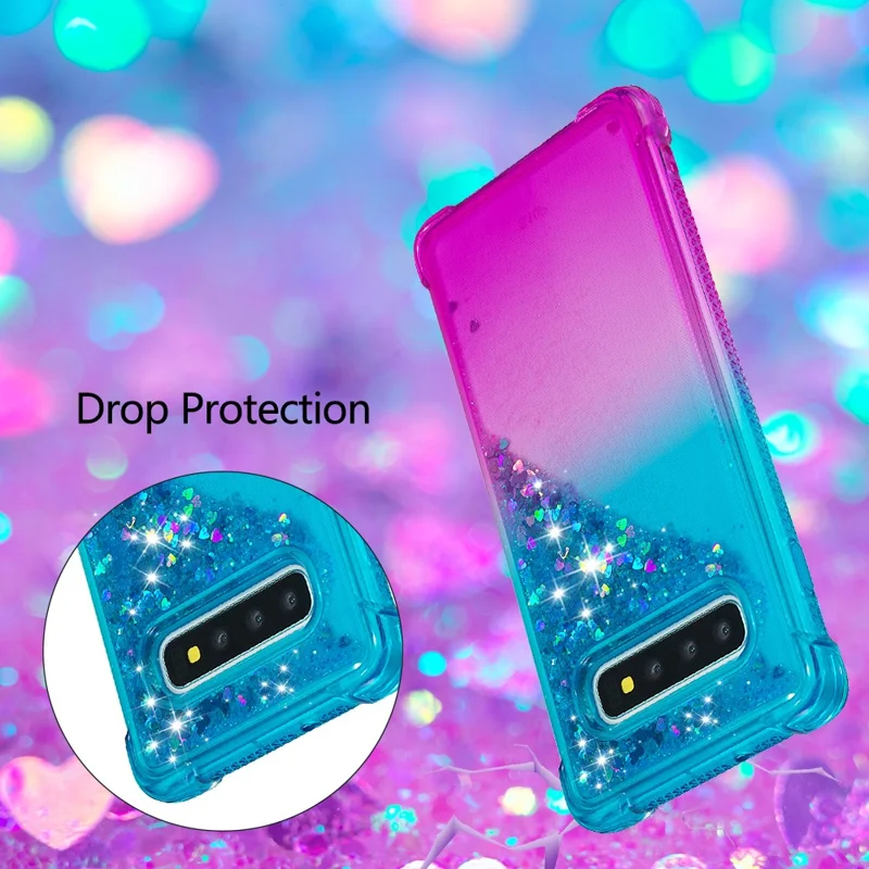 Anti-fall Quicksand TPU Phone Cover for Samsung S10 Plus - Baby Blue / Purple