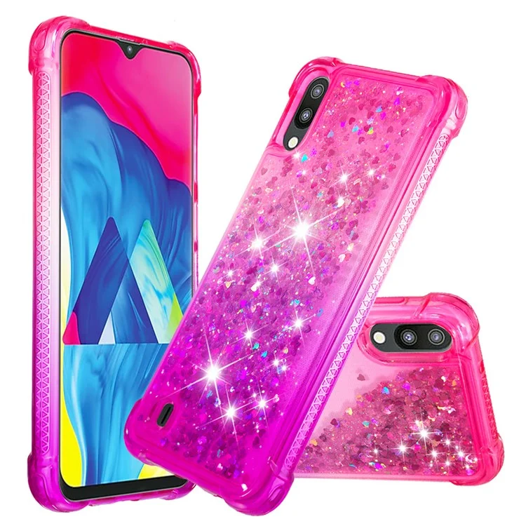 Градиентный блестящий порошок Quicksand TPU Shell для Samsung Galaxy M10 / A10 - розовый / фиолетовый