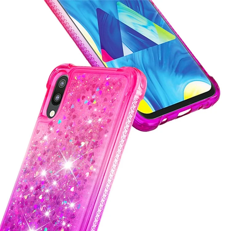 Градиентный блестящий порошок Quicksand TPU Shell для Samsung Galaxy M10 / A10 - розовый / фиолетовый