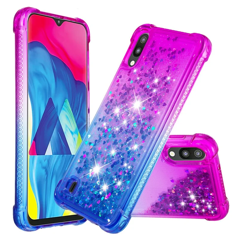 Gradient Glitter Powder Quicksand TPU Shell for Samsung Galaxy M10 / A10 - Purple / Blue
