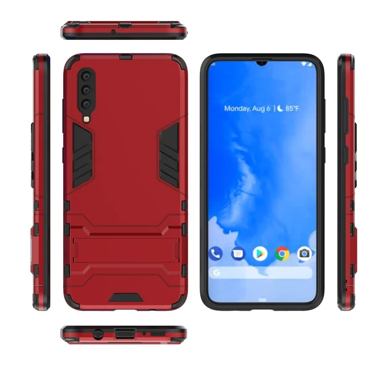 Cool Guard Kickstand PC TPU Hybrid Case for Samsung Galaxy A70 - Red