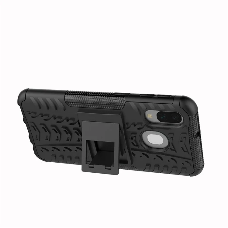 Para Samsung Galaxy A40 Cool Tyre PC + TPU Hybrid Case com Suporte - Preto