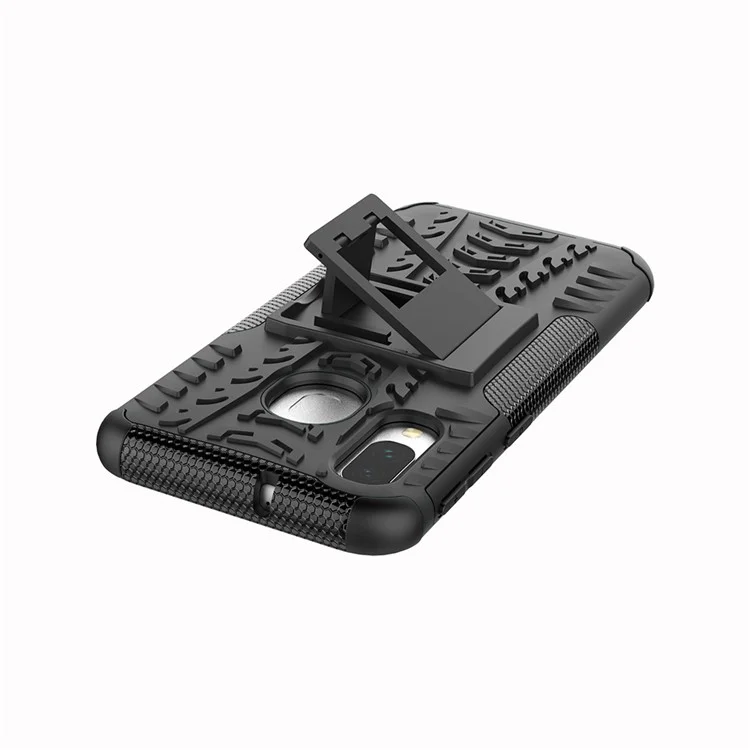 Para Samsung Galaxy A40 Cool Tyre PC + TPU Hybrid Case com Suporte - Preto