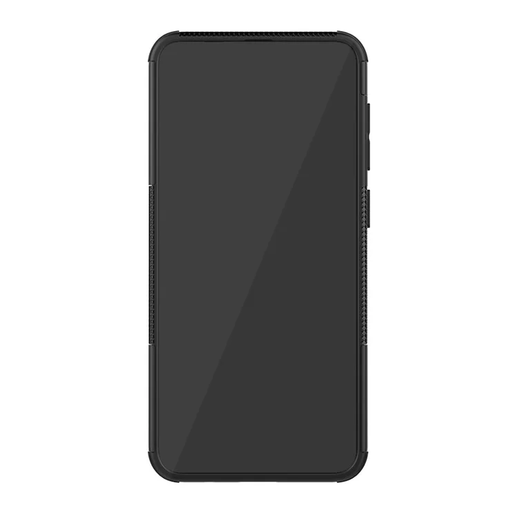 For Samsung Galaxy A50/A30/A20 Cool Tyre PC + TPU Hybrid Case with Kickstand - Black
