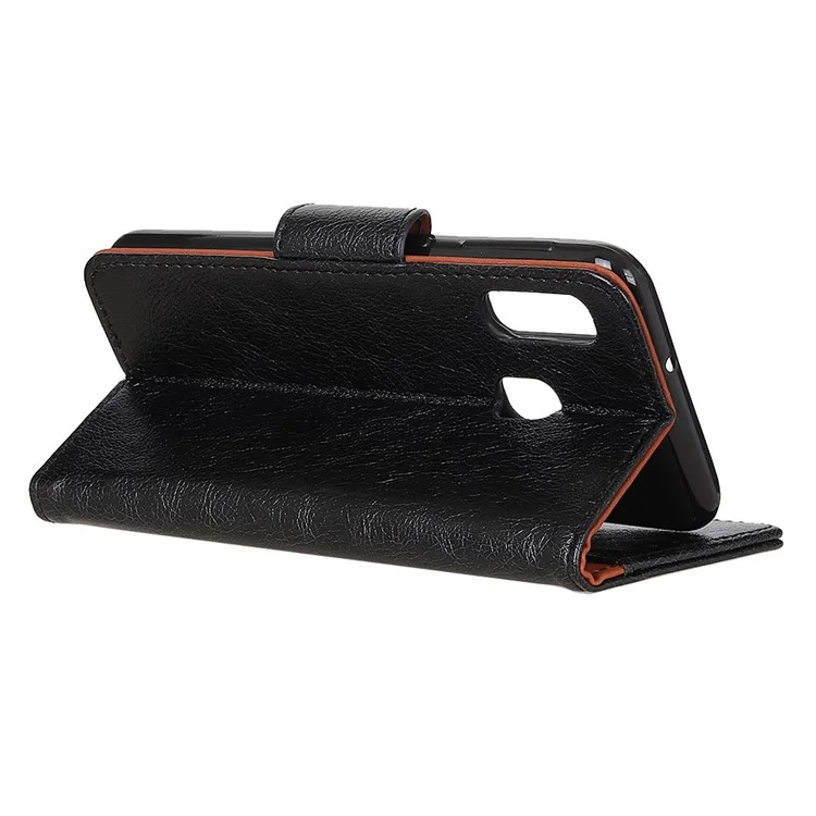 Para Samsung Galaxy A20e Phone Case Nappa Textura División de Cuero Cubierta Con Billetera - Negro