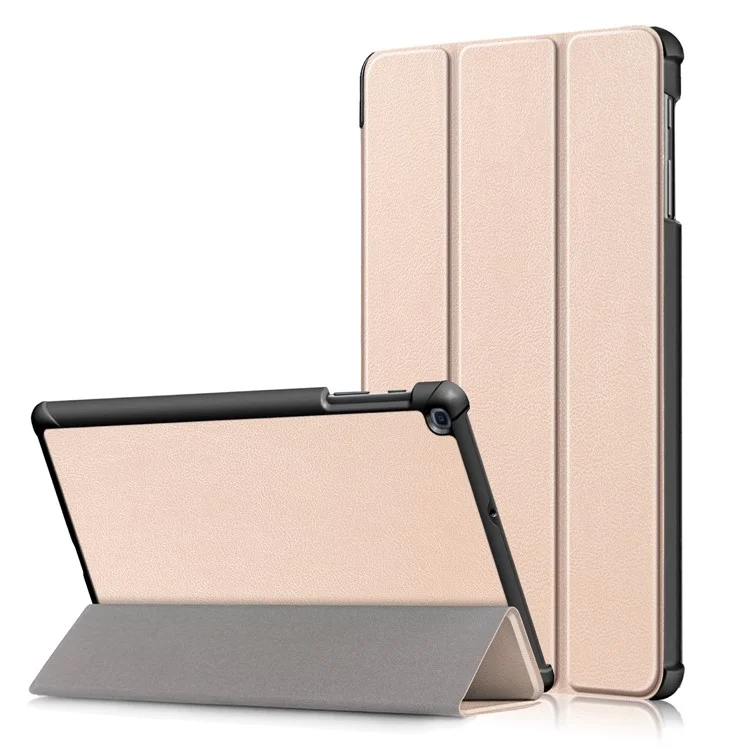 Lightweight Tri-Fold Stand PU Leather Hard Shell Protective Tablet Cover for Samsung Galaxy TAB A 10.1 2019 SM-T510/SM-T515 - Gold