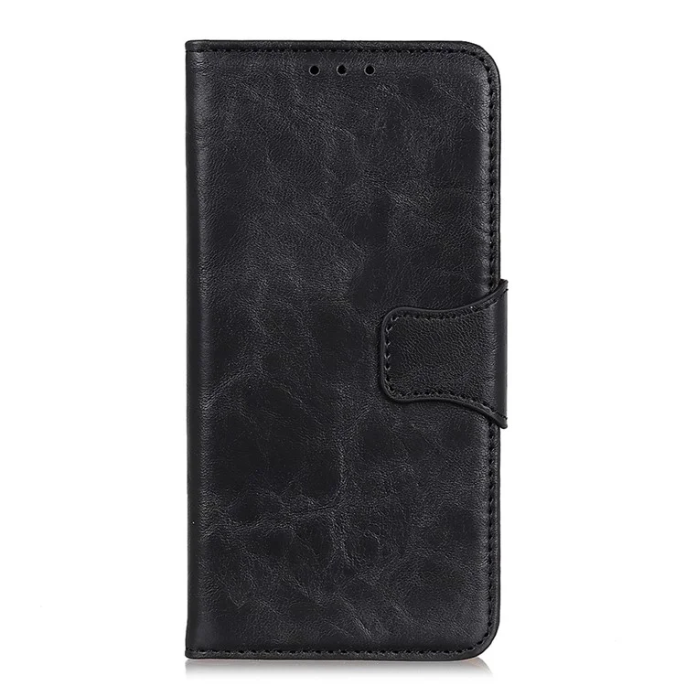 Crazy Horse Split Leather Wallet Stand Mobile Casing Cover for Samsung Galaxy A20e - Black