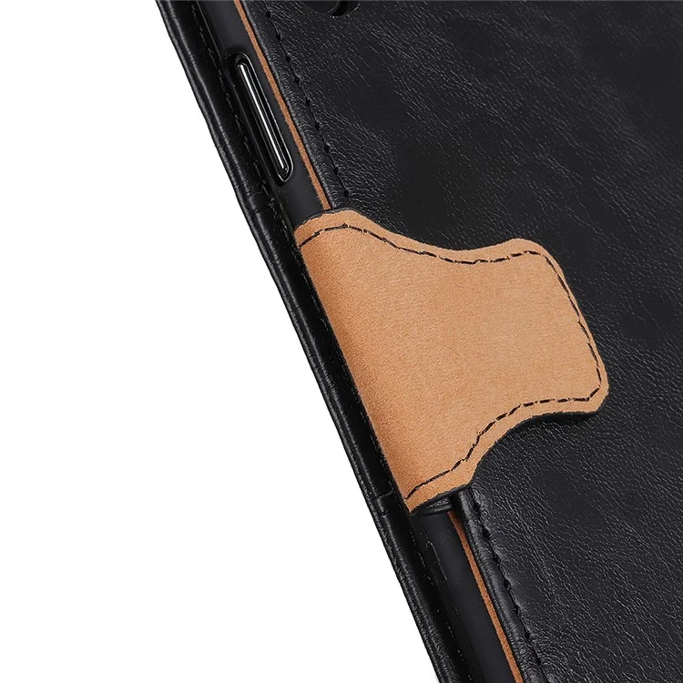 Crazy Horse Split Leather Wallet Stand Mobile Casing Cover for Samsung Galaxy A20e - Black