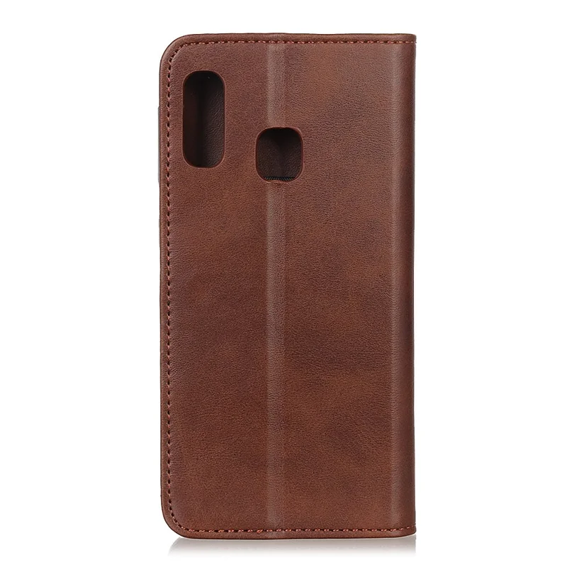 Auto-absorbed Split Leather Cell Phone Case for Samsung Galaxy A20e - Coffee