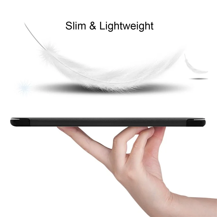Funda protectora de cuerpo completo de piel sintética PU con soporte plegable de tres pliegues para Samsung Galaxy Tab S5e SM-T720 - Negro