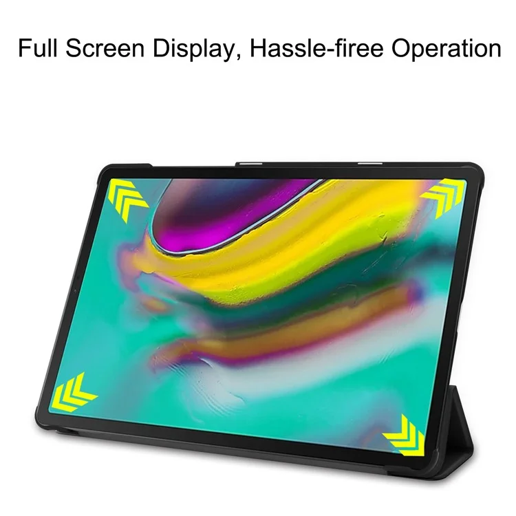 Funda protectora de cuerpo completo de piel sintética PU con soporte plegable de tres pliegues para Samsung Galaxy Tab S5e SM-T720 - Negro