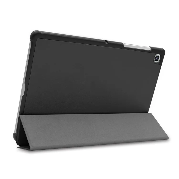 Funda protectora de cuerpo completo de piel sintética PU con soporte plegable de tres pliegues para Samsung Galaxy Tab S5e SM-T720 - Negro
