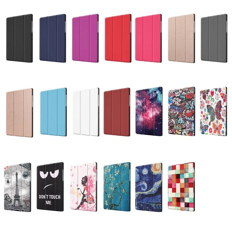 Funda protectora de cuerpo completo de piel sintética PU con soporte plegable de tres pliegues para Samsung Galaxy Tab S5e SM-T720 - Negro