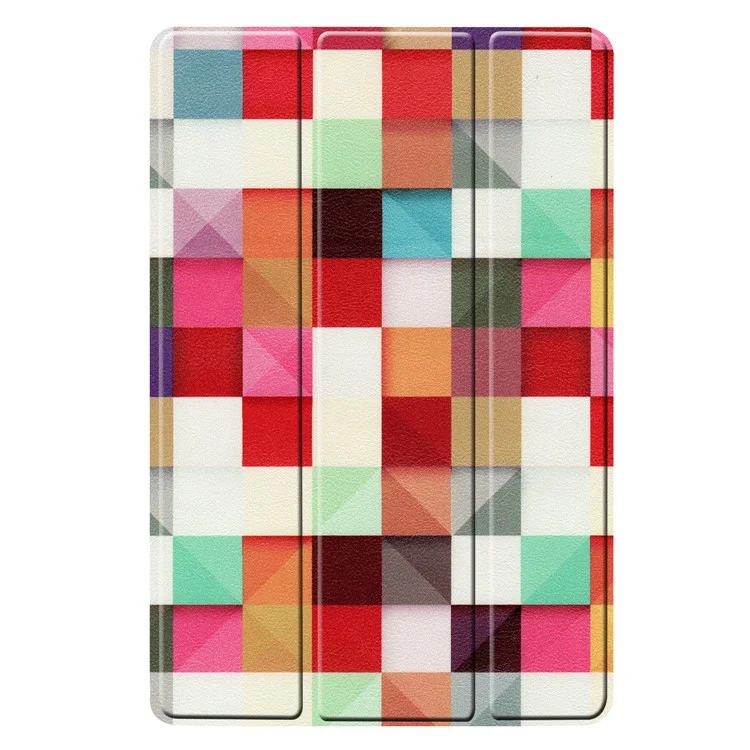 Pattern Printing Tri-fold Leather Stand Case for Samsung Galaxy Tab S5e SM-T720 - Colorful Checks