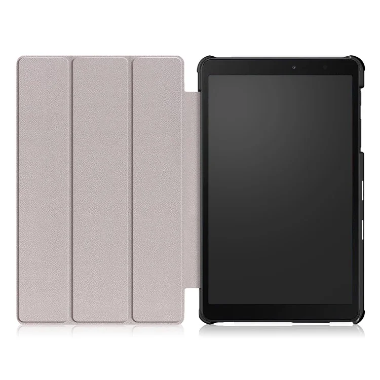 Étui de protection en cuir PU avec support pliant à trois volets pour Samsung Galaxy Tab A 8.0 (2019) avec S Pen P200 P205 - Noir