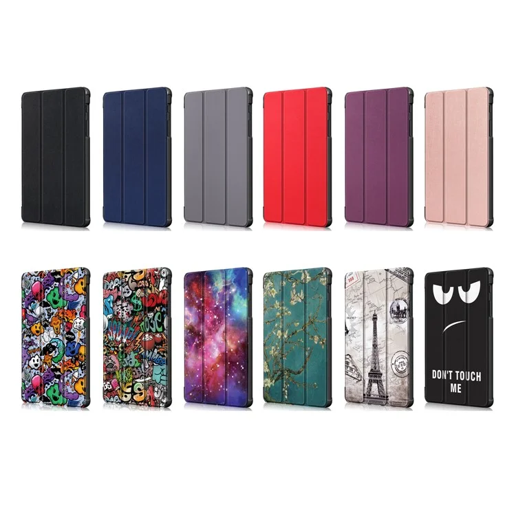 Étui de protection en cuir PU avec support pliant à trois volets pour Samsung Galaxy Tab A 8.0 (2019) avec S Pen P200 P205 - Noir