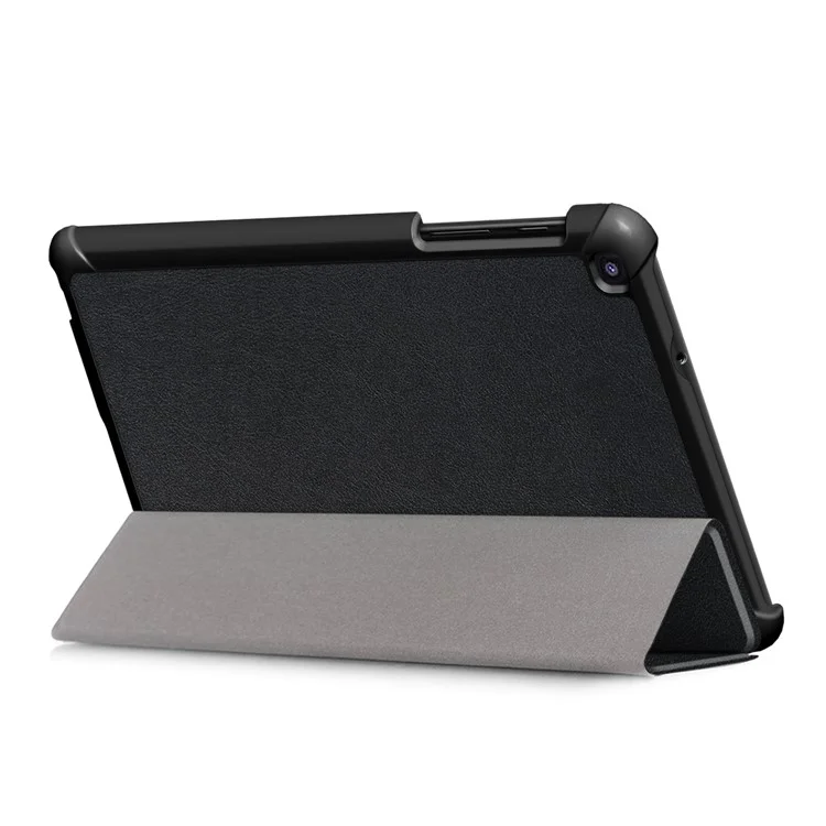 Étui de protection en cuir PU avec support pliant à trois volets pour Samsung Galaxy Tab A 8.0 (2019) avec S Pen P200 P205 - Noir