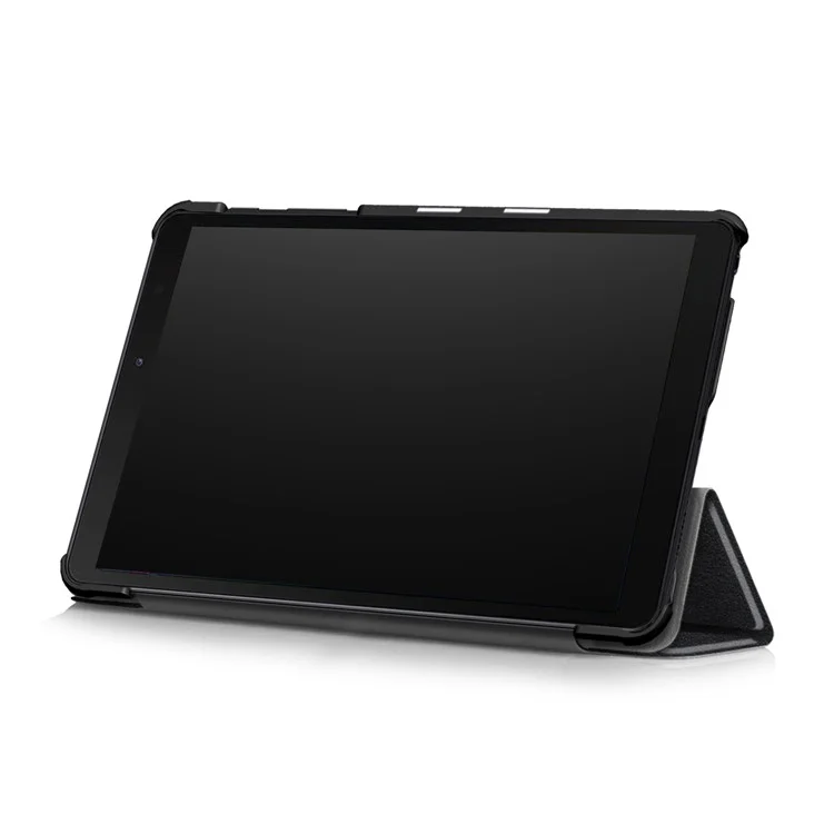 Étui de protection en cuir PU avec support pliant à trois volets pour Samsung Galaxy Tab A 8.0 (2019) avec S Pen P200 P205 - Noir
