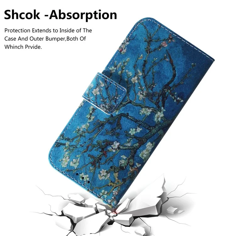 Étui à Portefeuille en Cuir à Motifs Pour Samsung Galaxy A70 - Arbre Avec Des Fleurs