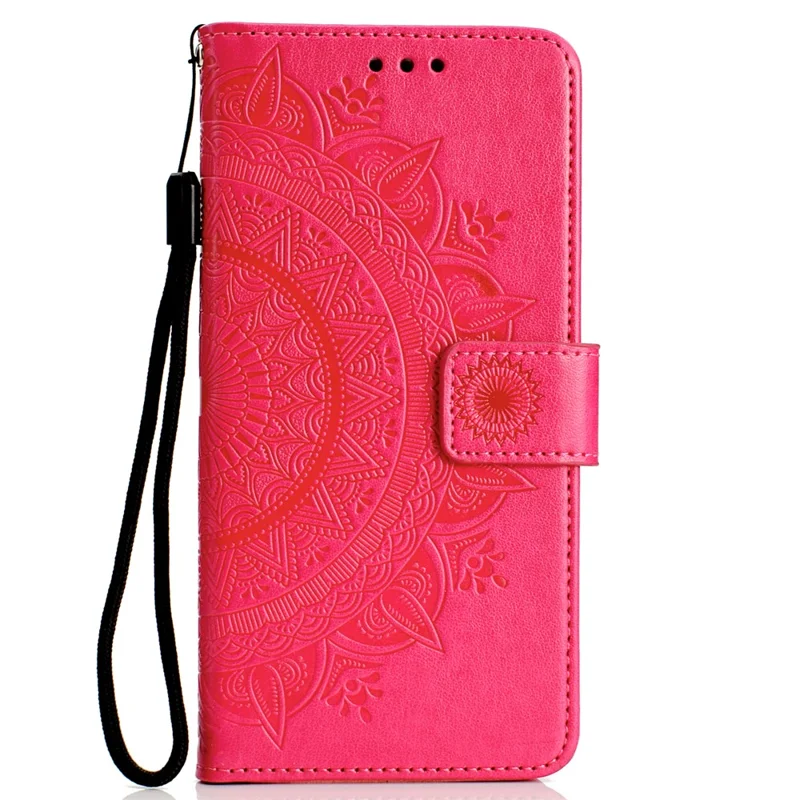 Imprint Flower Leather Wallet Case for Samsung Galaxy A10 - Rose