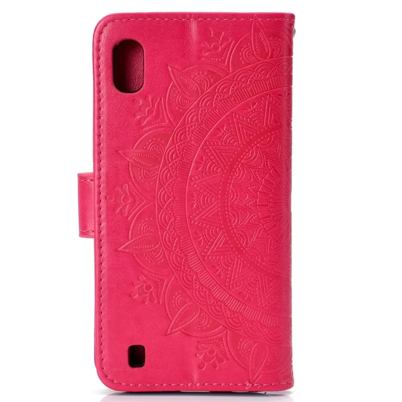 Imprint Flower Leather Wallet Case for Samsung Galaxy A10 - Rose