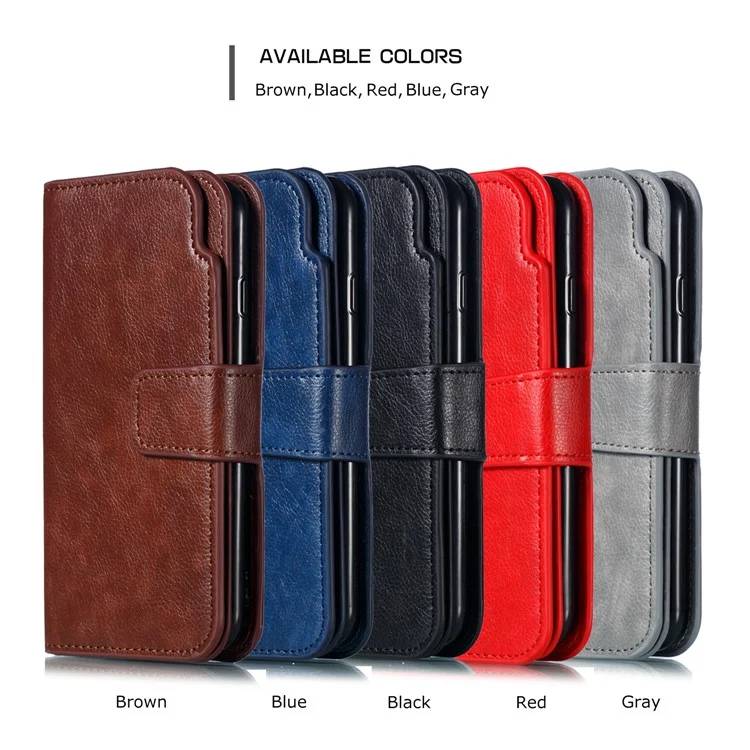 Per Samsung Galaxy A40 [9 Slot Per Schede] Crazy Horse Portafoglio In Pelle Mobile Case - Nero