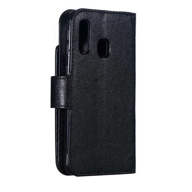 Para Samsung Galaxy A40 [9 Ranuras De Tarjetas] Crazy Horse Wallet Cuero Mobile Case - Negro