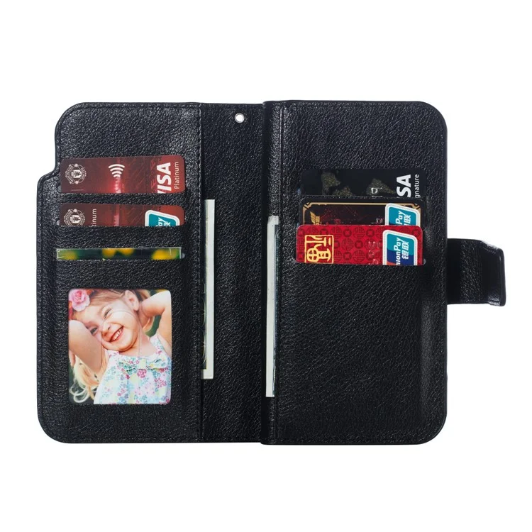 Per Samsung Galaxy A40 [9 Slot Per Schede] Crazy Horse Portafoglio In Pelle Mobile Case - Nero