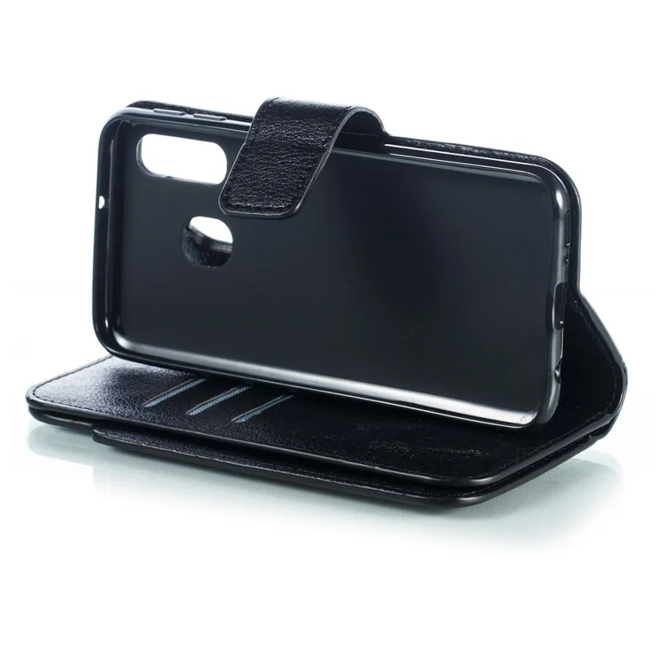 Per Samsung Galaxy A40 [9 Slot Per Schede] Crazy Horse Portafoglio In Pelle Mobile Case - Nero