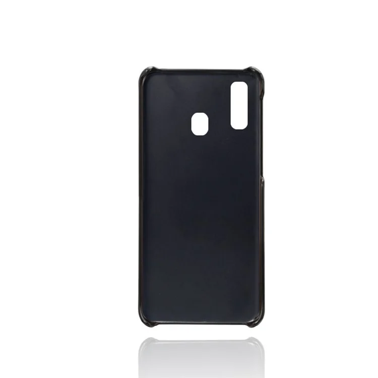 For Samsung Galaxy A40 PU Leather Coated PC Mobile Casing with Dual Card Slots - Black