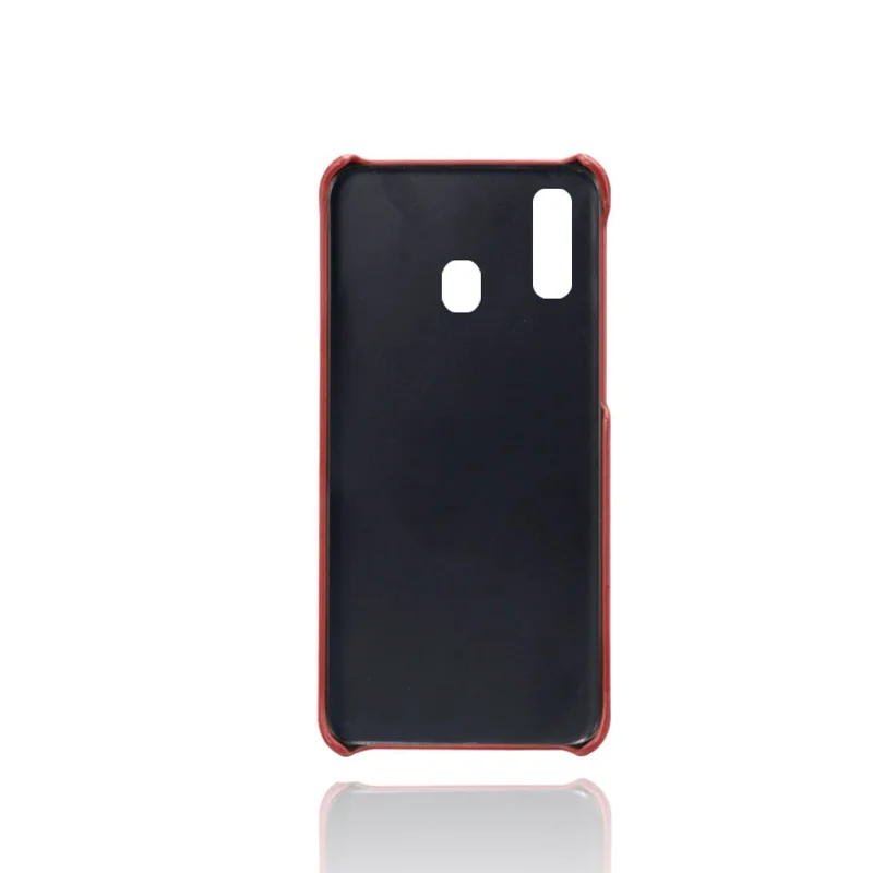 For Samsung Galaxy A40 PU Leather Coated PC Mobile Casing with Dual Card Slots - Red