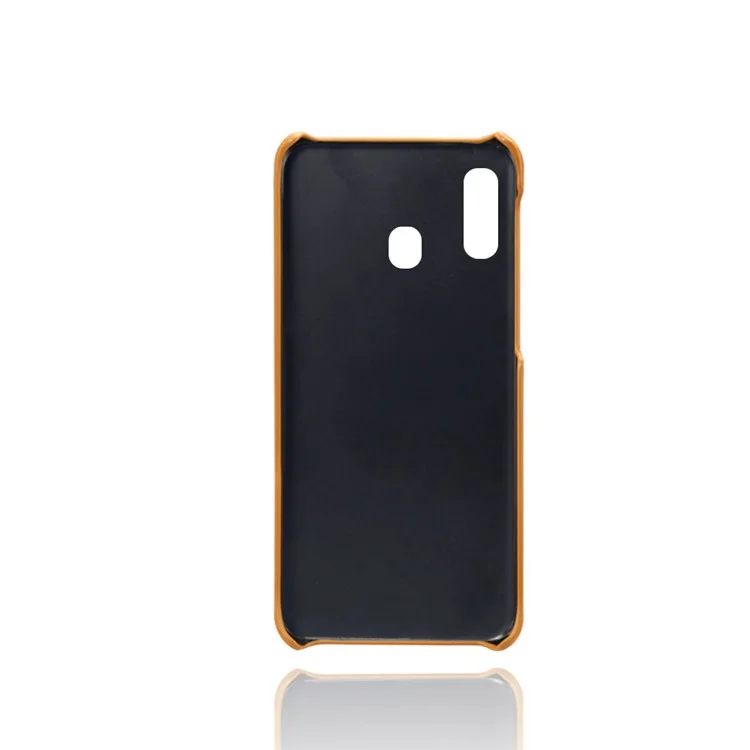 Double Card Slots PU Leather Coated PC Case for Samsung Galaxy A20e - Orange