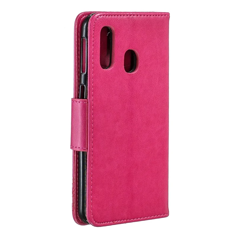 For Samsung Galaxy A40 PU Leather Imprint Butterflies Phone Case - Rose