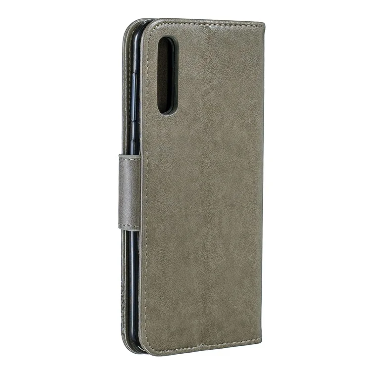 For Samsung Galaxy A50/A50s/A30s PU Leather Imprint Butterflies Phone Case - Grey