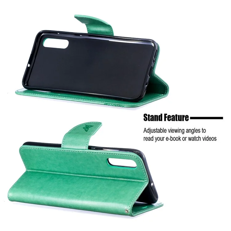 Pour Samsung Galaxy A70 PU le Cuir Puprille Bautherfles Thelle Case Pitcules Cas Téléphone - Vert