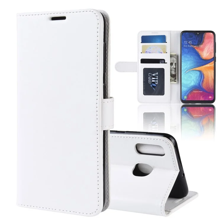 Crazy Horse PU Leather Stand Wallet Flip Case para Samsung Galaxy A20e - Blanco