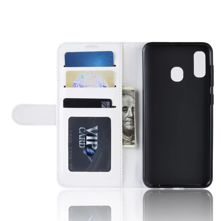 Crazy Horse PU Leather Stand Wallet Flip Case para Samsung Galaxy A20e - Blanco
