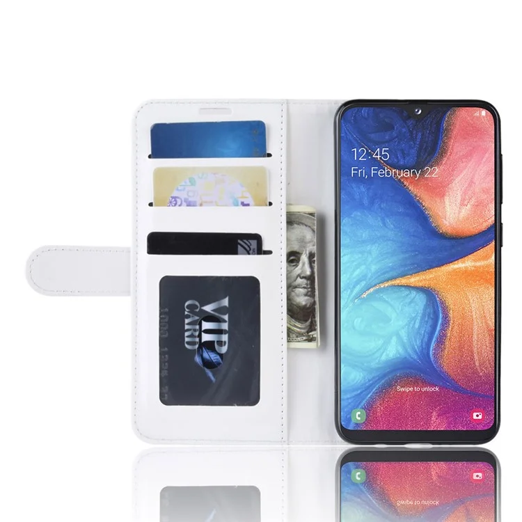 Crazy Horse PU Leather Stand Wallet Flip Case para Samsung Galaxy A20e - Blanco