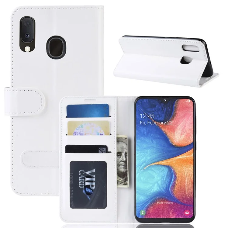 Crazy Horse PU Leather Stand Wallet Flip Case para Samsung Galaxy A20e - Blanco