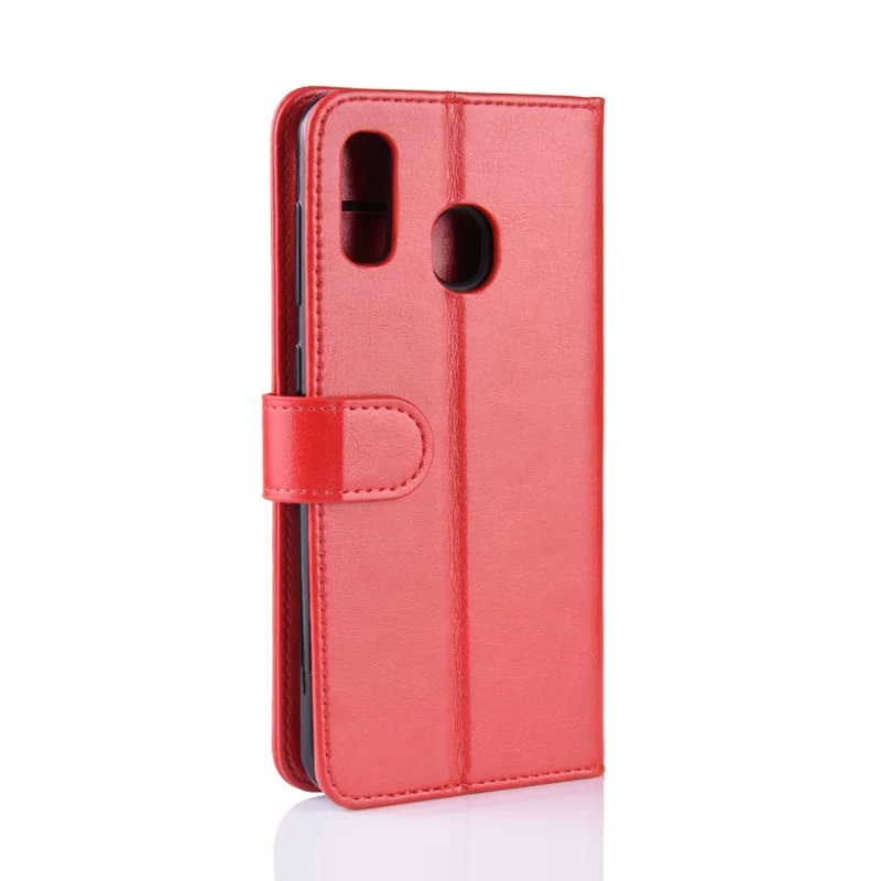 Crazy Horse PU Leather Stand Wallet Flip Case for Samsung Galaxy A20e - Red