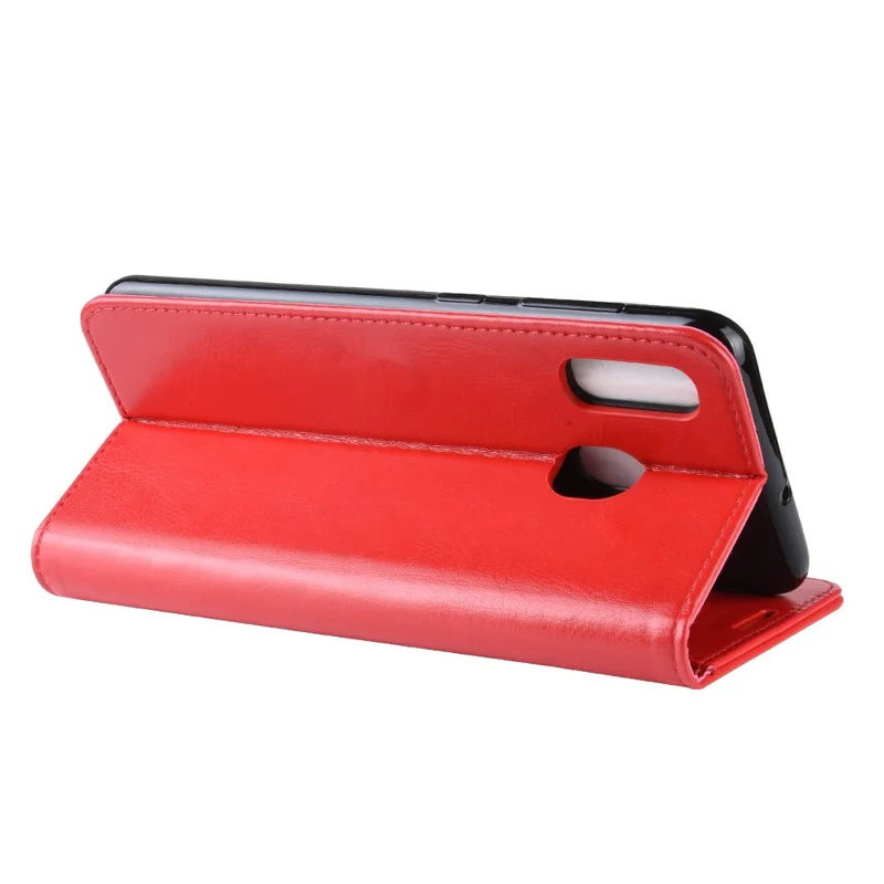 Crazy Horse PU Leather Stand Wallet Flip Case for Samsung Galaxy A20e - Red