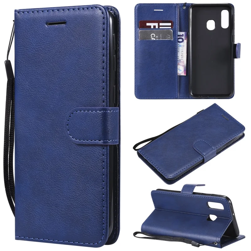 Magnetic Detachable 2-in-1 Wallet Leather Stand Case for Samsung Galaxy A40 - Blue