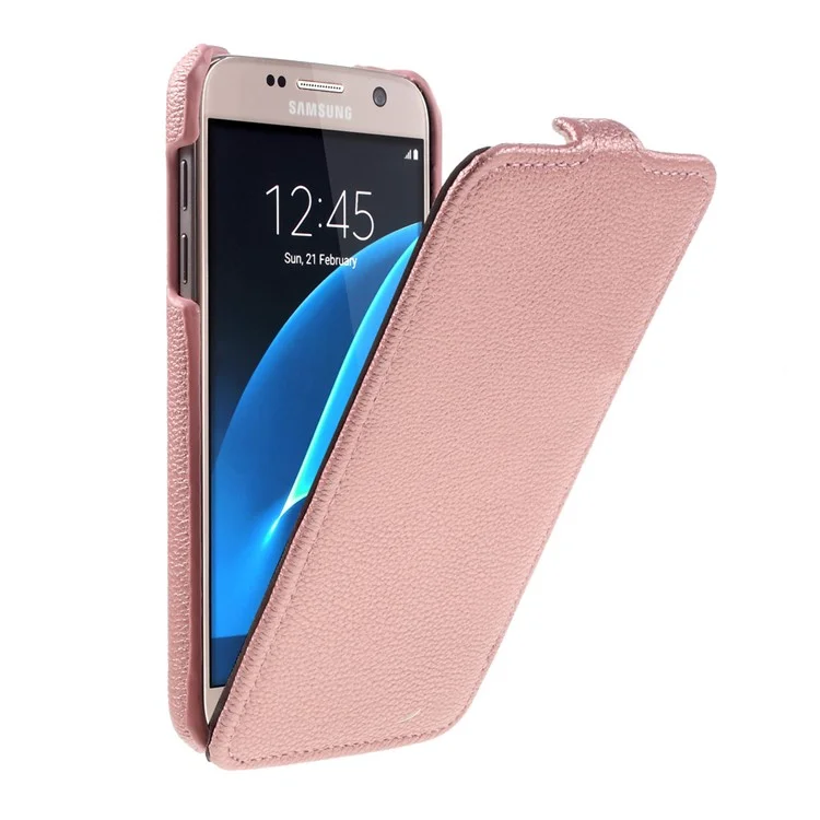 Litchi Skin Vertical Flip Leather Case for Samsung Galaxy S7 G930 - Rose Gold