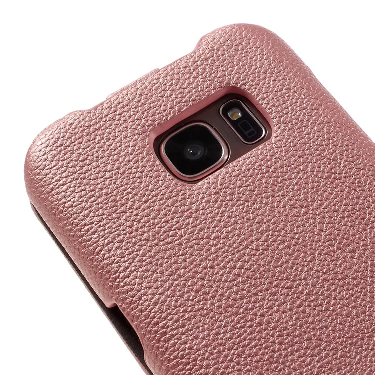 Litchi Skin Vertical Flip Leather Case for Samsung Galaxy S7 G930 - Rose Gold