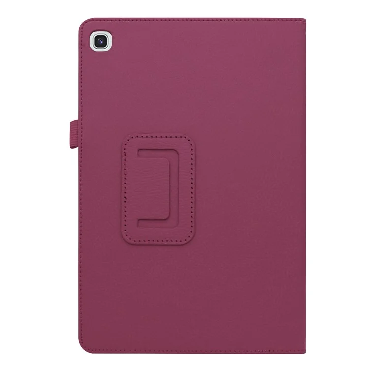 Case de Cuero de Textura de Litchi Para Samsung Galaxy Tab A 10.1 (2019) Cubierta de Tableta de Rotura de Soporte de Doble Plantas Resistentes A Los Rasguños Con Correa Elástica - Violeta