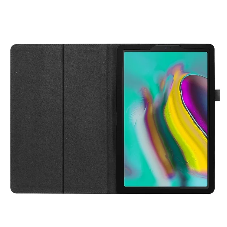 Litchi Texture Couro Stand Caixa Protetora Para Samsung Galaxy Tab S5e SM-T720 - Preto