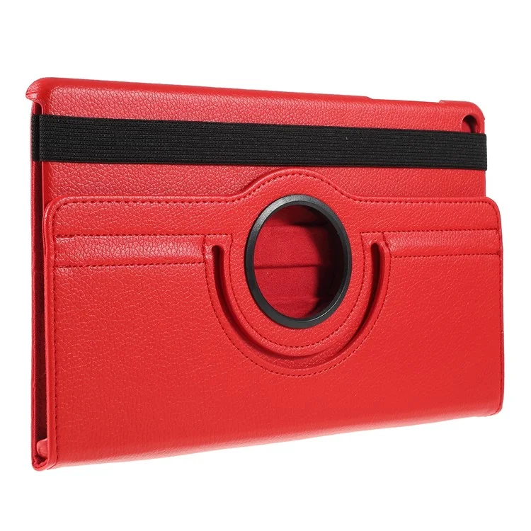 For Samsung Galaxy TAB A 10.1 (2019) SM-T510/SM-T515 Litchi Texture Leather Tablet Cover with 360-Degree Rotation Multi-angle Supporting - Red