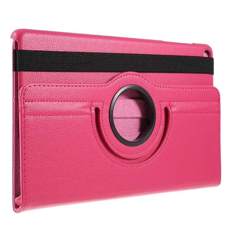 For Samsung Galaxy TAB A 10.1 (2019) SM-T510/SM-T515 Litchi Texture Leather Tablet Cover with 360-Degree Rotation Multi-angle Supporting - Rose