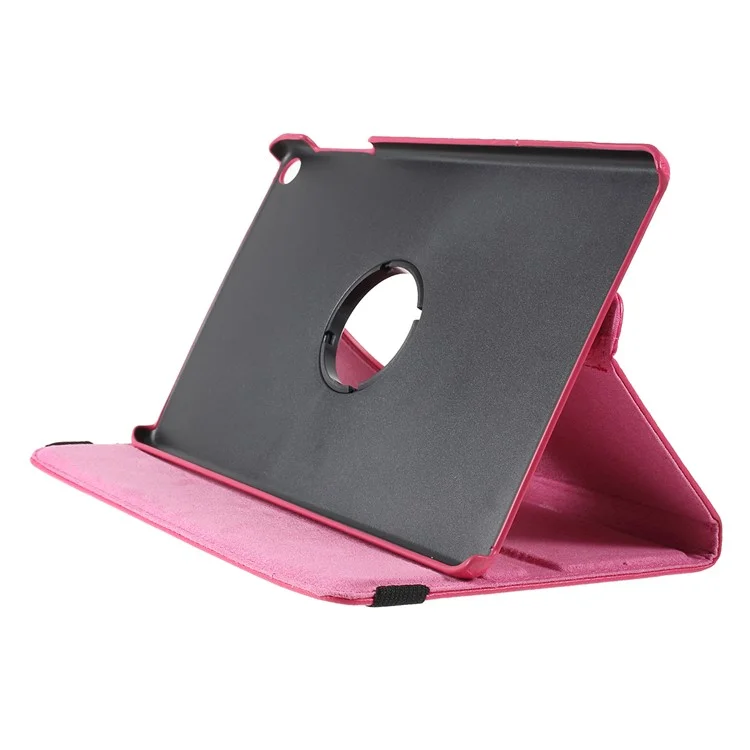 For Samsung Galaxy TAB A 10.1 (2019) SM-T510 / SM-T515 Litchi Texture Leather Tablet Cover with 360-Degree Rotation Multi-Angle Supporting - Rose